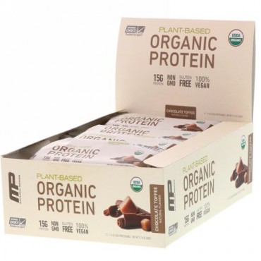 MusclePharm, ナチュラルシリーズ、植物ベースオーガニックプロテインバー、チョコレートタフィー、12本、各1.76オンス (50 g)