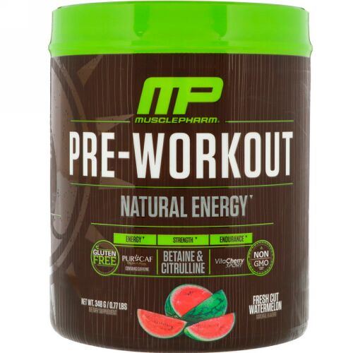 MusclePharm, プレワークアウト、フレッシュカットウォーターメロン、0.77ポンド (348 g) (Discontinued Item)
