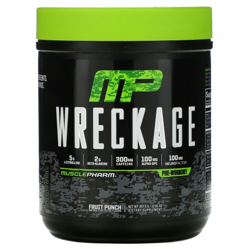 MusclePharm, レッケージ、プレワークアウト、フルーツポンチ、357.5g（12.61オンス）