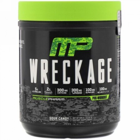 MusclePharm, レッケージ、プレワークアウト、サワーキャンディー、375g（13.23オンス）