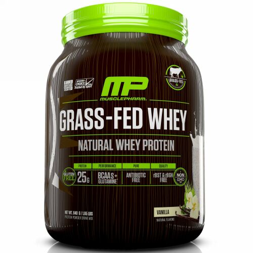 MusclePharm Natural, 牧草飼育牛ホエイ, 天然ホエイタンパク質パウダー・ドリンクミックス, バニラ, 1.85 lbs (840 g) (Discontinued Item)