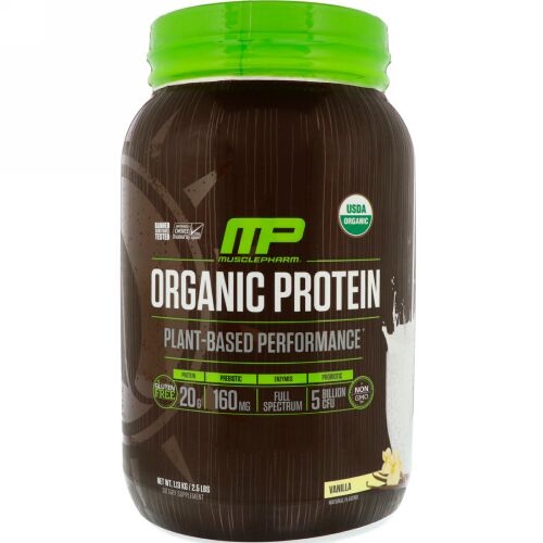 MusclePharm Natural, Organic Protein, Plant-Based, Vanilla, 2.5 lbs (1.13 kg) (Discontinued Item)