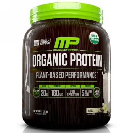 MusclePharm Natural, オーガニックプロテイン、植物ベースのパフォーマンス、バニラ、1.25 lbs (567 g) (Discontinued Item)