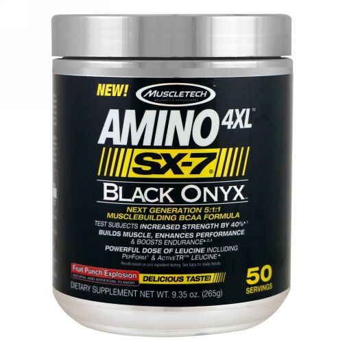 Muscletech, アミノ4XL、SX-7、ブラックオニキス、フルーツパンチ・エクスプロージョン、9.35 oz (265 g) (Discontinued Item)