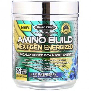 Muscletech, Amino Build（アミノビルド）ネクストジェン エナジャイズド、ブルーラズベリー、287g（10.13オンス） (Discontinued Item)
