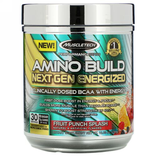 Muscletech, Amino Build（アミノビルド）ネクストジェン エナジャイズド、フルーツパンチスプラッシュ、284g（10.03オンス）