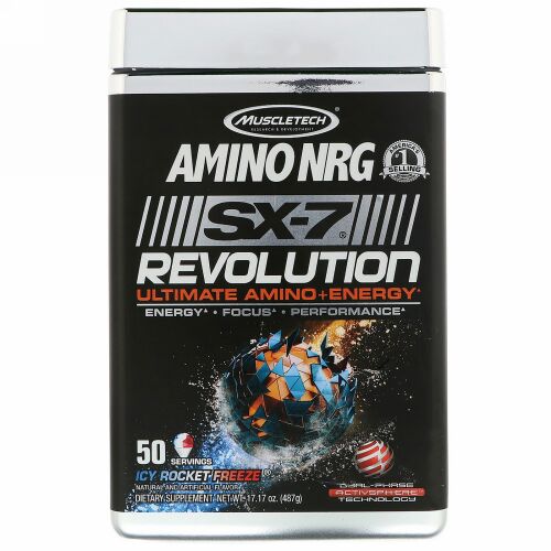 Muscletech, アミノNRG SX-7レボリューション、アルティメットアミノプラスエネルギー、アイシーロケットフリーズ、487g（1.07ポンド） (Discontinued Item)