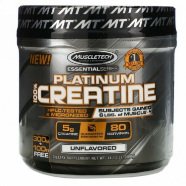 Muscletech, Essential Series, Platinum 100% Creatine, Unflavored, 14.11 oz (400 g)