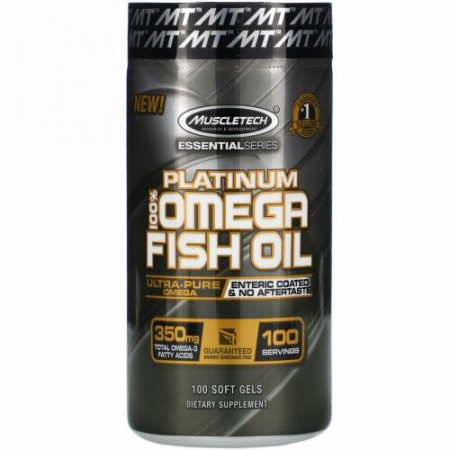 Muscletech, エッセンシャルシリーズ、プラチナ100％オメガフィッシュオイル、ソフトジェル100粒