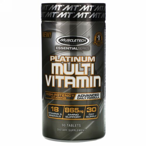 Muscletech, エッセンシャルシリーズ、プラチナマルチビタミン、タブレット90粒