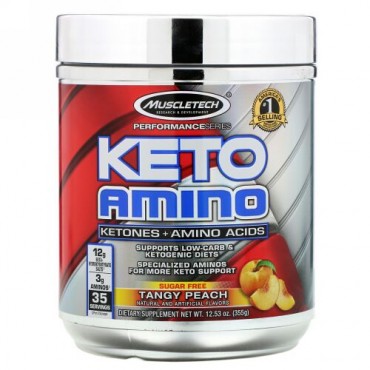 Muscletech, ケトアミノ、タンギーピーチ、355g（12.53オンス） (Discontinued Item)