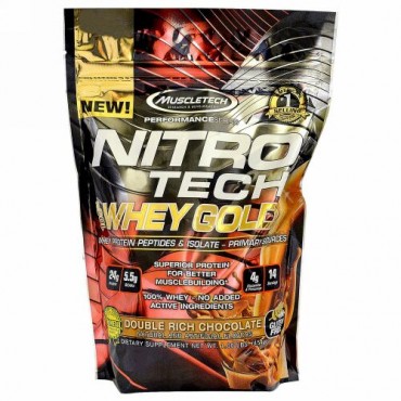 Muscletech, ナイトロテック100%ホエイゴールド、ダブルリッチチョコレート、454g (Discontinued Item)
