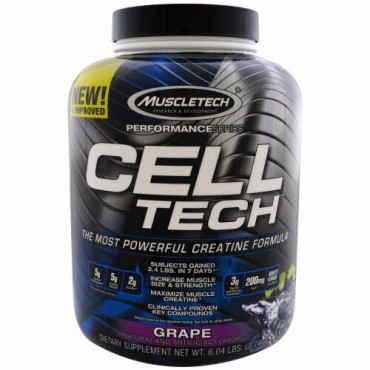 Muscletech, CELL-TECH（セルテック）、高性能クレアチン成分、グレープ、2.74kg（6.04ポンド） (Discontinued Item)