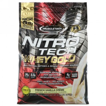 Muscletech, Performance Series, Nitro Tech, 100% Whey Gold French Vanilla Cr�me, 8lbs (3.63 kg) (Discontinued Item)