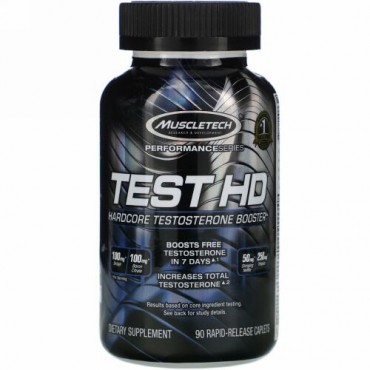 Muscletech, パフォーマンスシリーズ、Test HD（テストHD）、ハードコアテストステロンブースター、速放性カプレット90粒