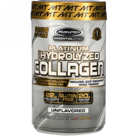 Muscletech, プラチナ100％加水分解コラーゲン、無香料、1.52 lbs (692 g)
