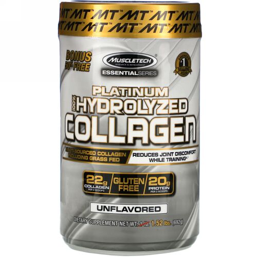 Muscletech, プラチナ100％加水分解コラーゲン、無香料、1.52 lbs (692 g)