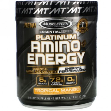 Muscletech, プラチナムアミノプラスエナジー、トロピカルマンゴー、11.19オンス（317 g）