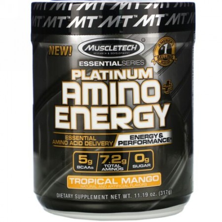 Muscletech, プラチナムアミノプラスエナジー、トロピカルマンゴー、11.19オンス（317 g）