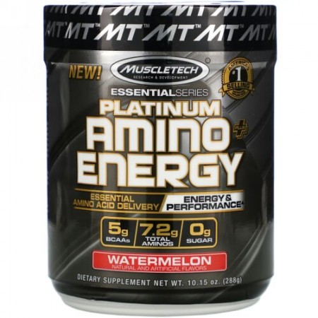 Muscletech, Platinum Amino Plus Energy、ウォーターメロン、10.15 オンス（288 g）