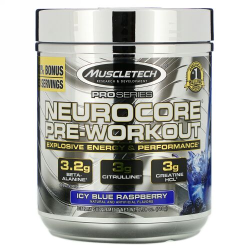 Muscletech, プロシリーズ、Neurocore（ニューロコア）プレワークアウト、アイシーブルーラズベリー、229g（8.08オンス）