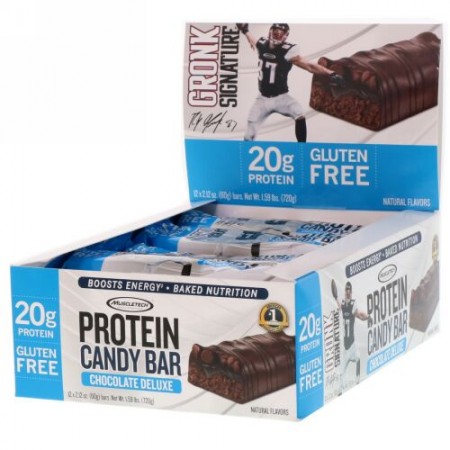 Muscletech, プロテインキャンディバー、チョコレートデラックス、12本、各60g（2.12オンス） (Discontinued Item)