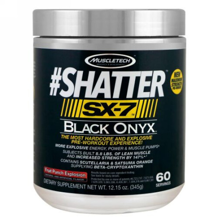 Muscletech, #シャター、SX-7、ブラックオニキス、プレワークアウト、フルーツパンチ・エクスプロージョン、12.15 oz (345 g) (Discontinued Item)