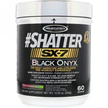 Muscletech, #Shatter SX-7 Black Onyx, Pre-Workout, Cherry Limeade Twist, 12 oz (340 g) (Discontinued Item)