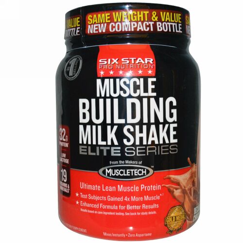 Muscletech, Six Star Pro Nutrition, Muscle Building Milk Shake, Decadent Chocolate, 2 lbs (907 g) (Discontinued Item)