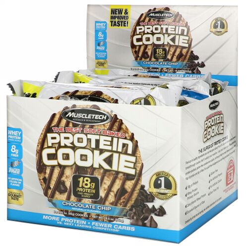 Muscletech, ザ ベスト ソフトベイクドプロテインクッキー、チョコレートチップ、クッキー6枚、各92g（3.25オンス） (Discontinued Item)