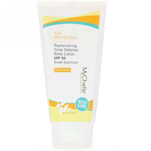 MyChelle Dermaceuticals, リプレニッシィング日焼け防止ボディローション、SPF 50、エイジングケア、6液量オンス (177 ml) (Discontinued Item)