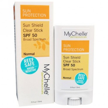 MyChelle Dermaceuticals, サンシールド・クリアスティック、SPF 50、ノーマル、0.5 液体 オンス（15 ml） (Discontinued Item)
