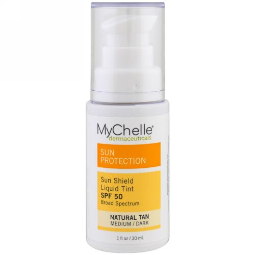 MyChelle Dermaceuticals, サンシールド・リキッドティント, SPF 50, ナチュラル・タン, 1液体オンス (30 ml) (Discontinued Item)