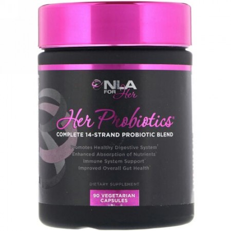 NLA for Her, Her Probiotics（女性用プロバイオティクス）、 14種類のプロバイオティクス成分の完全ブレンド、 90カプセル (Discontinued Item)