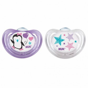 NUK, エアフロー、歯列矯正おしゃぶり、ガール、生後0-6ヶ月、おしゃぶり2個 (Discontinued Item)