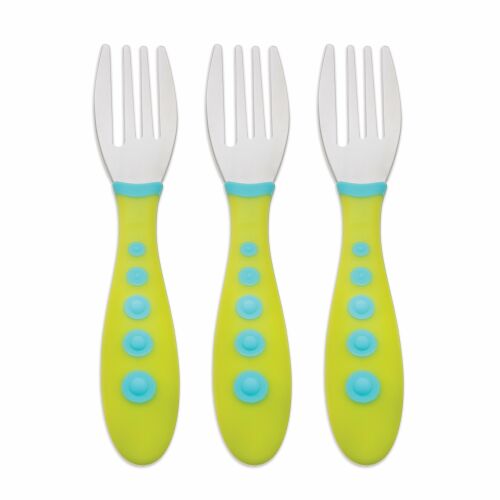 NUK, ガーバー、子供用フォーク、グリーン、生後18ヶ月以上、幼児用フォーク3本