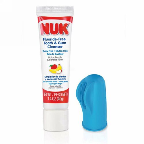 NUK, グリンズ & ギグルズ、 幼児 3-サイド 指ブラシセット、3ヶ月+、 ソフト、 1 クレンザー、 1 指ブラシ (Discontinued Item)