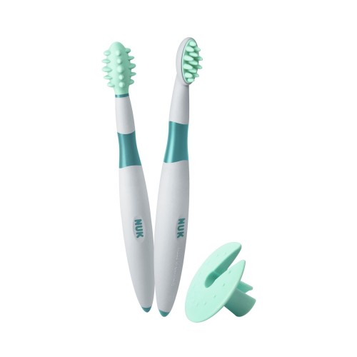 NUK, ニッコリ & クスクス、トレーニング歯ブラシセット、生後3ヶ月以上、1セット (Discontinued Item)
