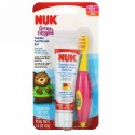 NUK, Grins & Giggles（グリンズ＆ギグルズ）幼児用歯ブラシセット、柔らかめ、生後12か月以上用、歯磨き粉1個と歯ブラシ1本