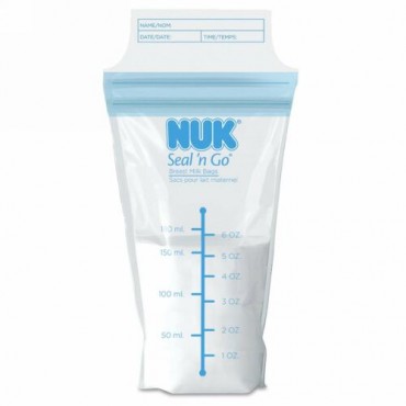NUK, Seal 'n Go（シールアンドゴー）、母乳バッグ、滅菌済み保管袋100枚、各180ml（6オンス）