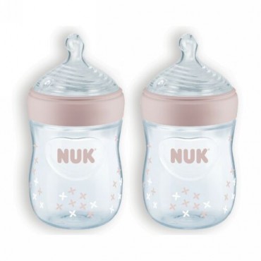 NUK, シンプリーナチュラル、ボトル、ガール、生後0ヶ月以上、スロー、2パック、各5オンス (150 ml) (Discontinued Item)