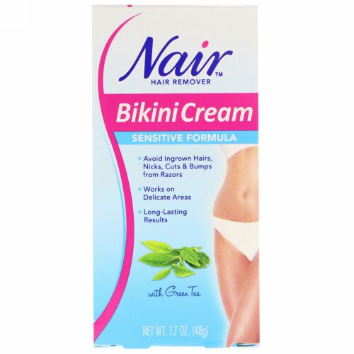 Nair, ヘアリムーバー、ビキニクリーム、センシティブフォーミュラ、緑茶配合、1.7オンス (48 g)