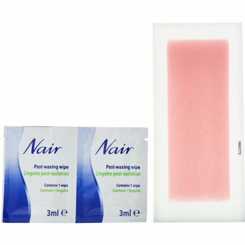 Nair, ヘアーリムーバー、ワックス脱毛テープ、脚＆全身用、ワックステープ40枚 + 脱毛後の拭き取りシート6枚