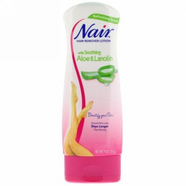 Nair, 癒しのアロエ＆ラノリン配合ヘアリムーバーローション、9 oz (255 g) (Discontinued Item)