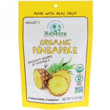 Natierra, オーガニックフリーズドライ、パイナップル、1.5 oz (43 g)