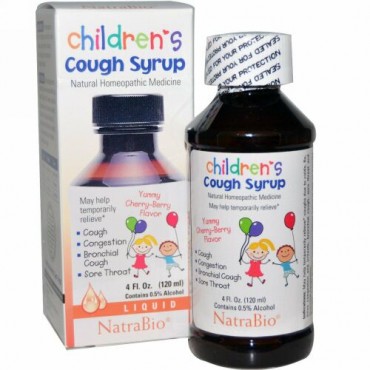 NatraBio, ナトラバイオ, Children's Cough Syrup,ヤミーチェリー-ベリー風味, 4 液量オンス (120 ml)