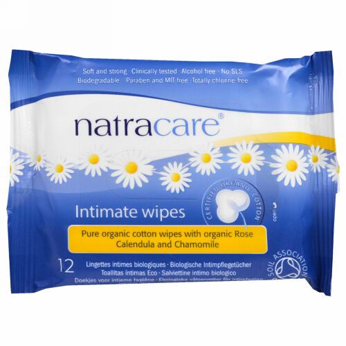 Natracare, 認証オーガニックコットン・インティメイトワイプス, 12 枚