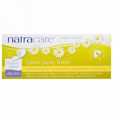 Natracare, コットンパンティーライナー、超薄型、オーガニックコットン、22個入