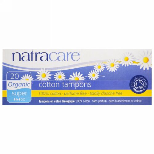 Natracare, オーガニックコットンタンポン, スーパー, 20 タンポン