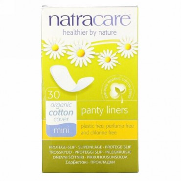 Natracare, パンティーライナー、オーガニックコットンカバー、ミニ、30個